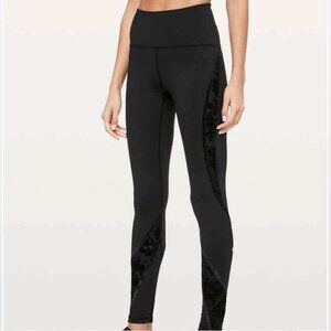 Lululemon Wunder Train High-Rise Tight 25" Flocked Size 8 Black NWT!
